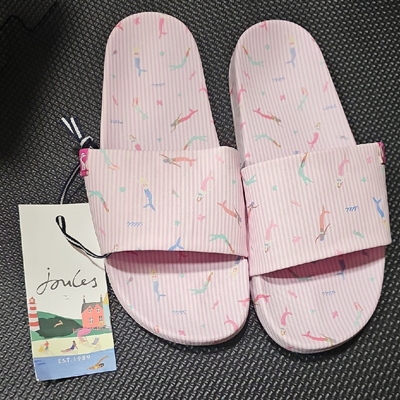 Joules Pink Patterned Slides - Picture 1 of 3